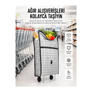 Geniş Hacimli Tekerlekli Pazar Çantası Dayanıklı ve Ergonomik
