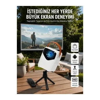 HD Ayaklı Portatif Projeksiyon Cihazı Android İşlemcili Sinema Projektörü