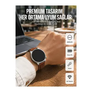 AMOLED Ekranlı 10 Gün Kullanım Süreli Torch Özellikli Akıllı Saat Yeni Nesil