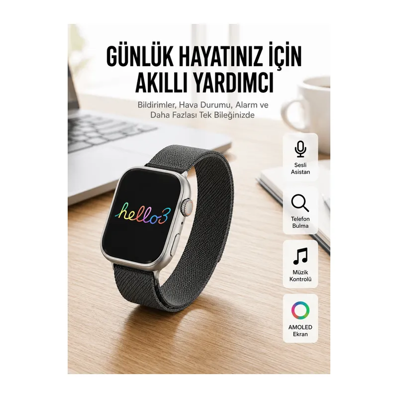 Android ve İOS Uyumlu Uyku ve Sağlık Takibi Yapabilen 3 Kordonlu Akıllı Saat