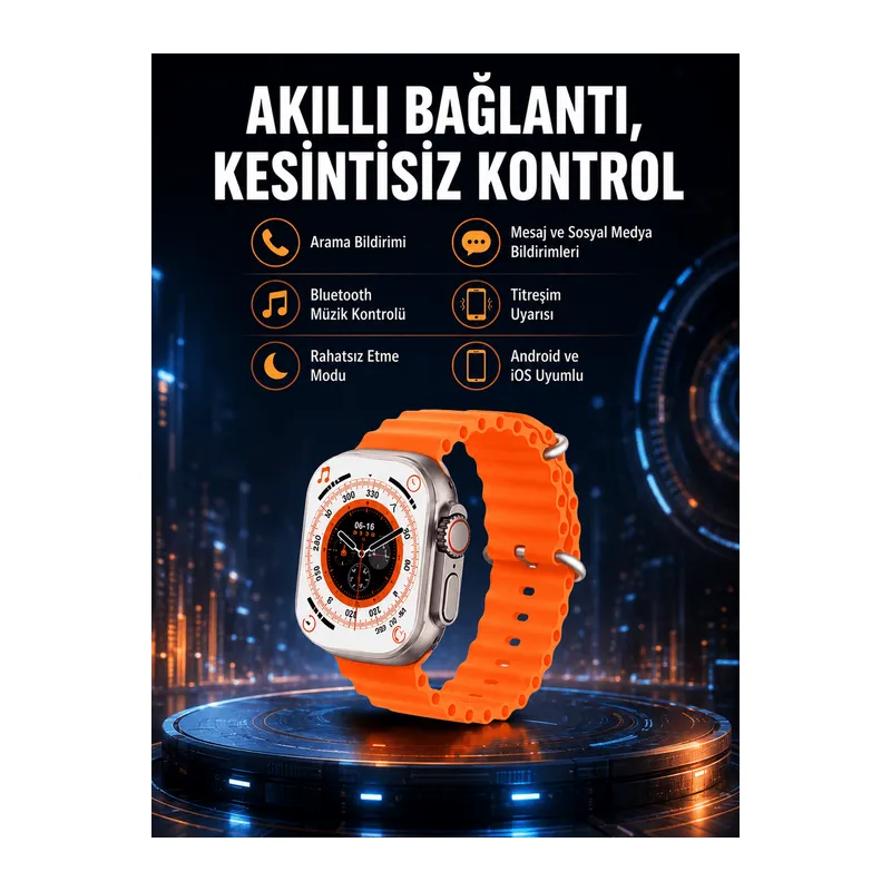 Ultra Akıllı Saat 49 Mm Çift Kordonlu Arama Cevaplama Bluetooth Bağlantılı
