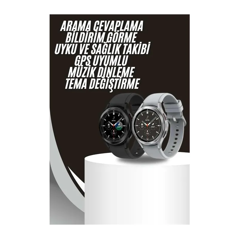 Akıllı Saat Bluetooth Bağlantılı Yuvarlak Ekran Plastik Kordonlu