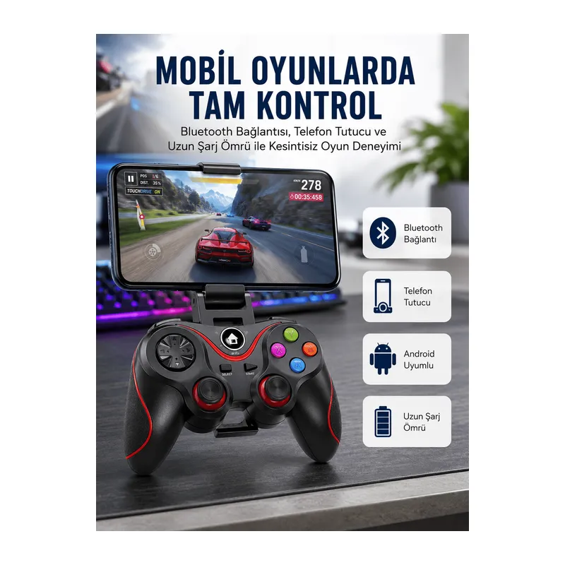 Kablosuz Oyun Kolu Bluetooth Joystick Gamepad Android Uyumlu