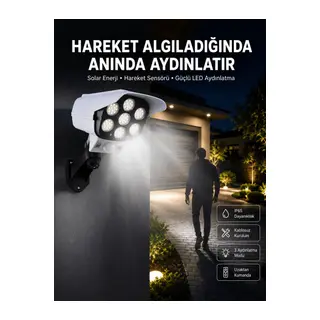 Solar Bahçe Lambası Uzaktan Kumandalı Kamera Görünümlü Hareket Sensörlü