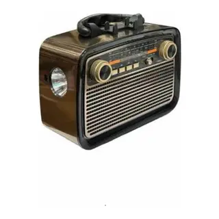 Nostalji Radyo Bluetooth Hoparlör USB-SD Kart Giriş Led Fener Işıklı Bataryalı Pilli