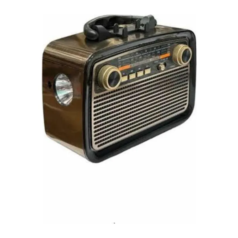 Nostalji Radyo Bluetooth Hoparlör USB-SD Kart Giriş Led Fener Işıklı Bataryalı Pilli