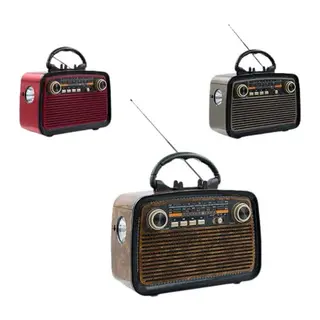 Bluetooth Hoparlör Ahşap Renk Vintage Işıklı Nostaljik Radyo Fm Ahşap Görünümlü