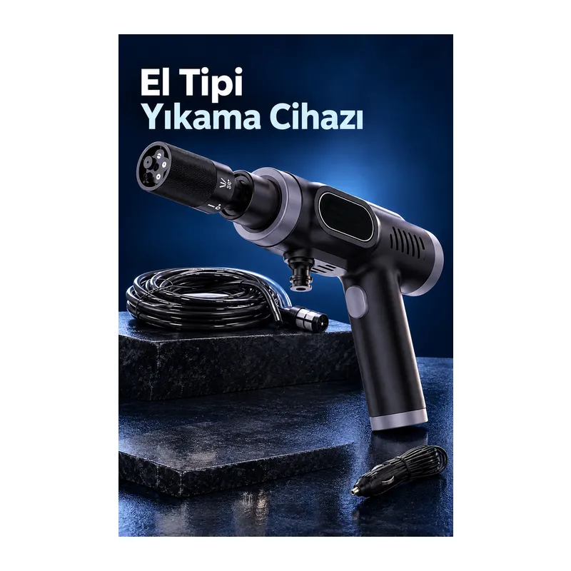Taşınabilir Araç Yıkama Makinesi Köpük Hazneli Şarjlı Set