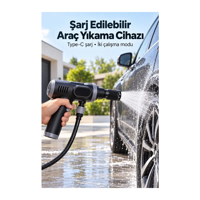 Şarjlı Basınçlı Oto Yıkama Makinesi Taşınabilir Çantalı Set