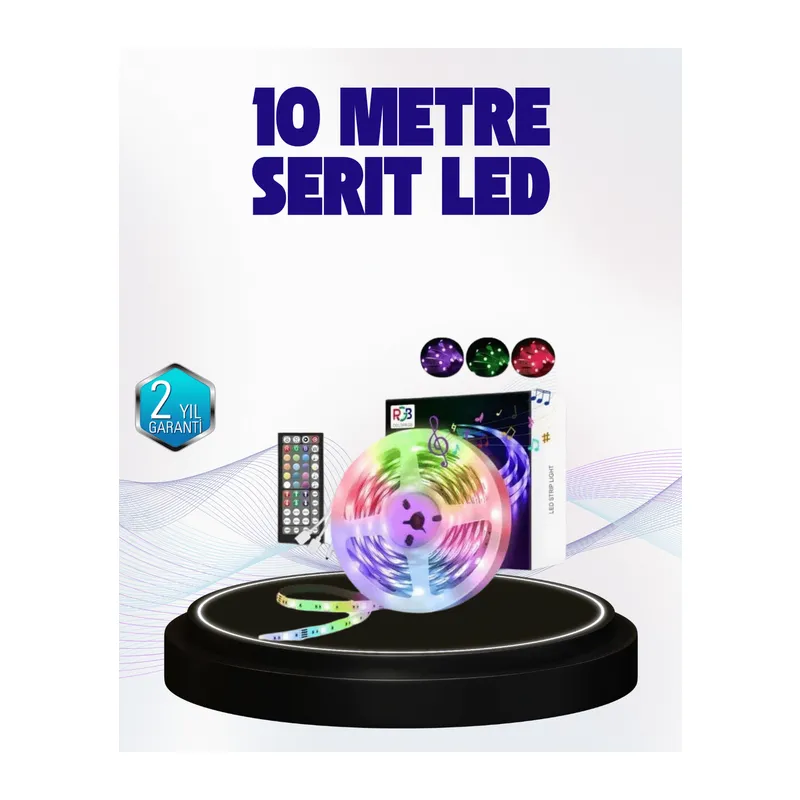 Bluetooth Kontrollü Smart Şerit Led 10M Sese Duyarlı RGB Aydınlatma