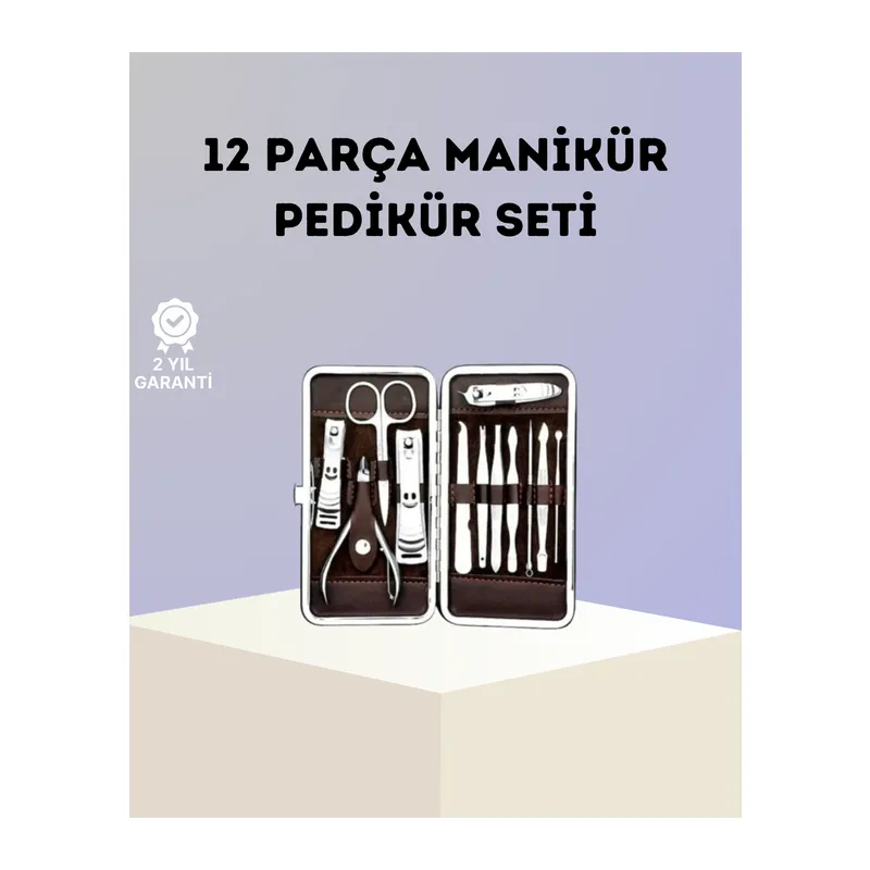 Paslanmaz Çelik Çok Fonksiyonlu 12 Manikür Seti