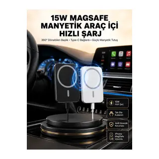 15W Kablosuz Şarj Destekli MagSafe Araç Tutucu Havalandırma Klipsli