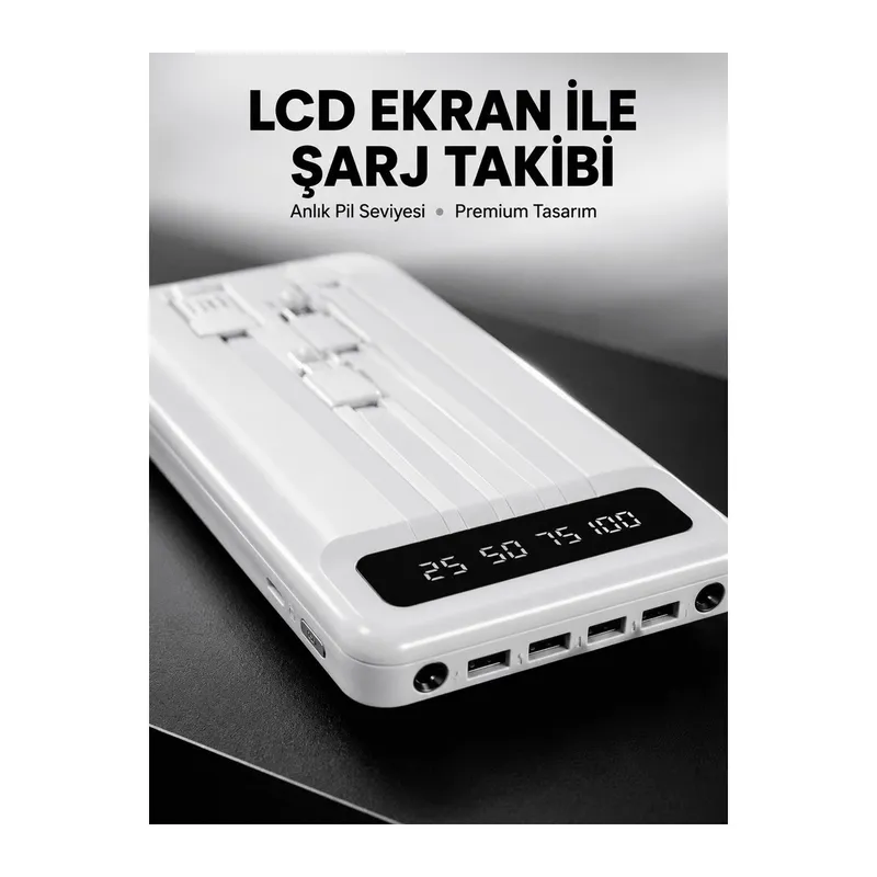 20.000mAh Taşınabilir Powerbank PD Teknolojili Çift USB Çıkışlı Yeni Nesil