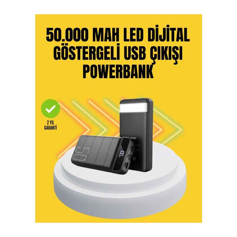 Profesyonel 50.000 mAh Powerbank – Aynı Anda Birden Fazla Cihaz Şarj Eden, Dayanıklı ve Güvenli Taşınabilir Şarj Cihazı