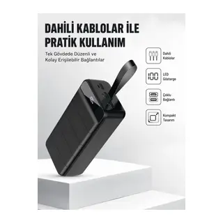 50.000 mAh Kapasiteli Powerbank – Hızlı Şarj Destekli, 4 USB Portlu, LED Işıklı Taşınabilir Enerji Deposu