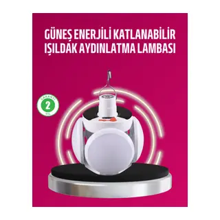 Solar ve USB Şarjlı Su Geçirmez Katlanabilir LED Lamba