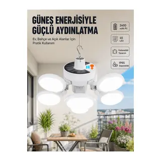 Güneş Enerjili Katlanabilir 5 Kanatlı Solar Bahçe Lambası