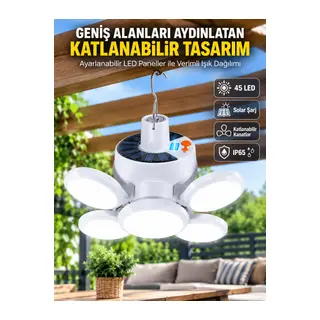 Solar Enerjili Katlanabilir Led Kamp ve Bahçe Lambası
