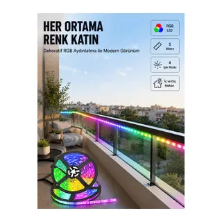 5 Metre Kumandalı RGB Şerit LED Aydınlatma