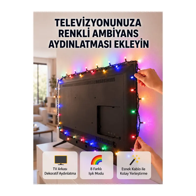 8 Modlu LED Işık Zinciri İç Mekan Dekoratif Aydınlatma Yeni Nesil