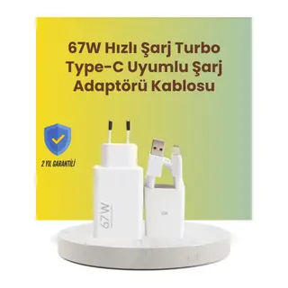 67W Hızlı Şarj Adaptörü ve Veri Aktarım Özellikli Type-C Kablo Seti