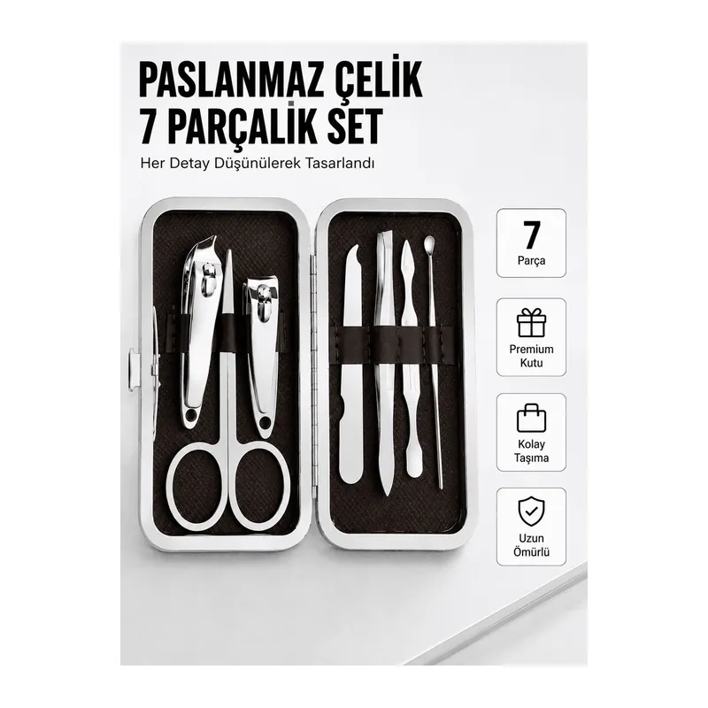 Paslanmaz Çelik Kişisel Bakım Seti – 7 Parça