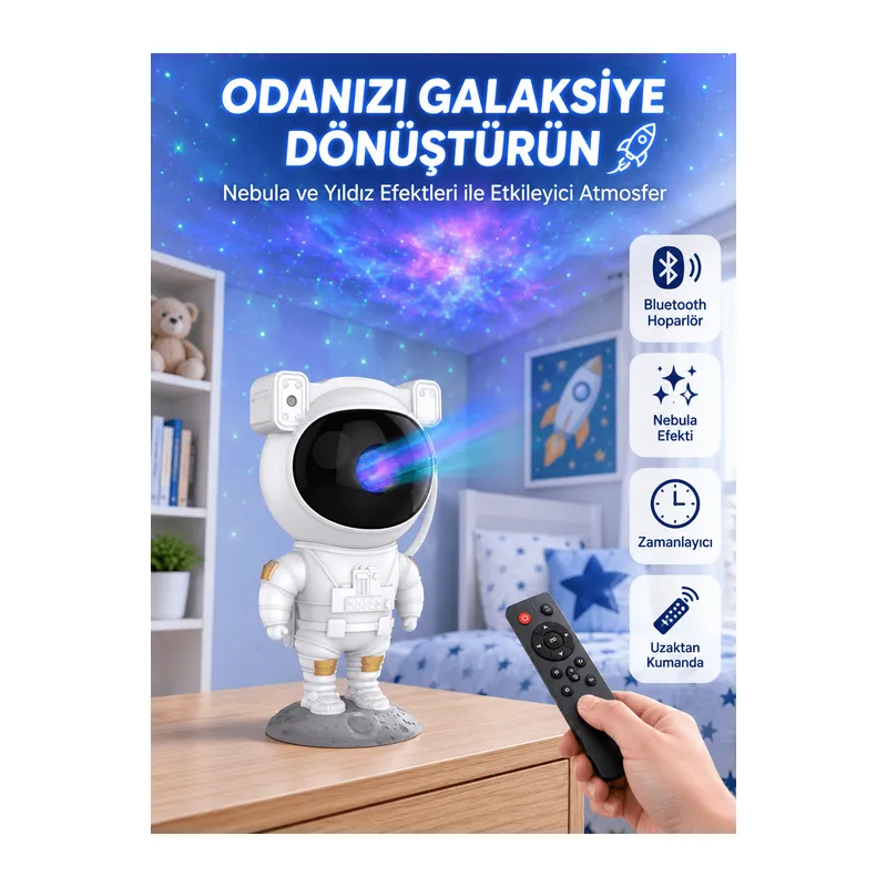 Dekoratif ve Fonksiyonel Astronot Projeksiyon Aydınlatma