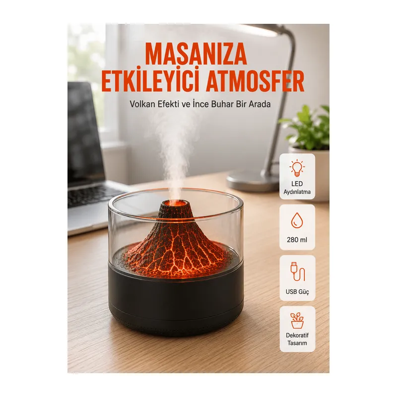 Şık Tasarımlı Aromaterapi ve Nemlendirici Cihaz