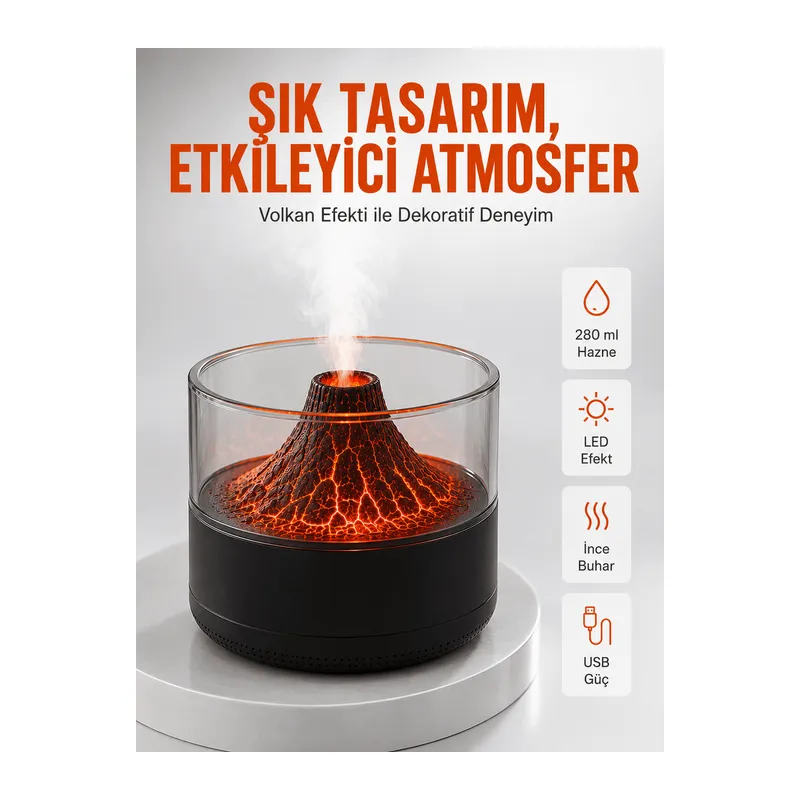 Su Hazneli LED Işıklı Aromaterapi Difüzörü