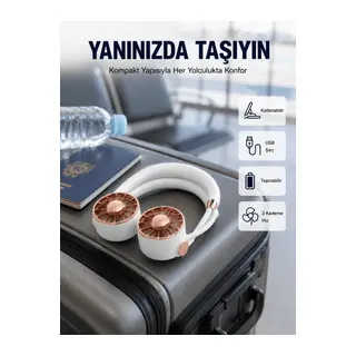 USB Şarjlı Katlanabilir Mini Boyun Fanı 1–3 Saat Kullanım