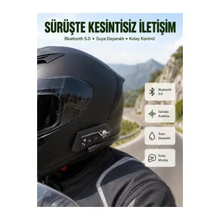 Bluetooth 5.0 Motosiklet Kask Kulaklık Eller Serbest ve Müzik Özellikli Yeni Nesil