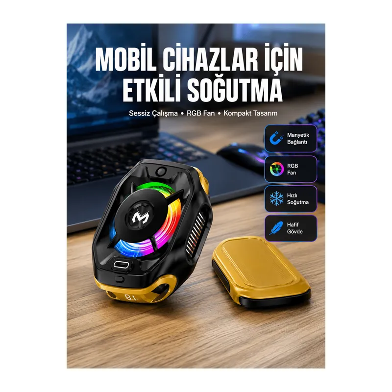 Manyetik Montajlı Dijital Ekranlı Telefon Soğutucu Yeni Nesil