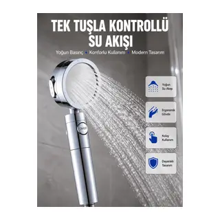 Masaj ve Yağmur Modlu Su Tasarruflu Duş Başlığı