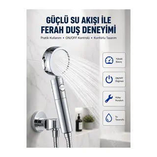 Şelale Sisi ve Masaj Özellikli Banyo Duş Başlığı