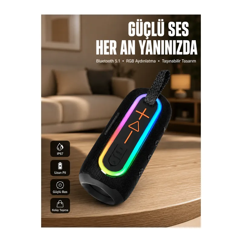 Uzun Pil Ömürlü Bluetooth 5.1 Hoparlör Yeni Nesil