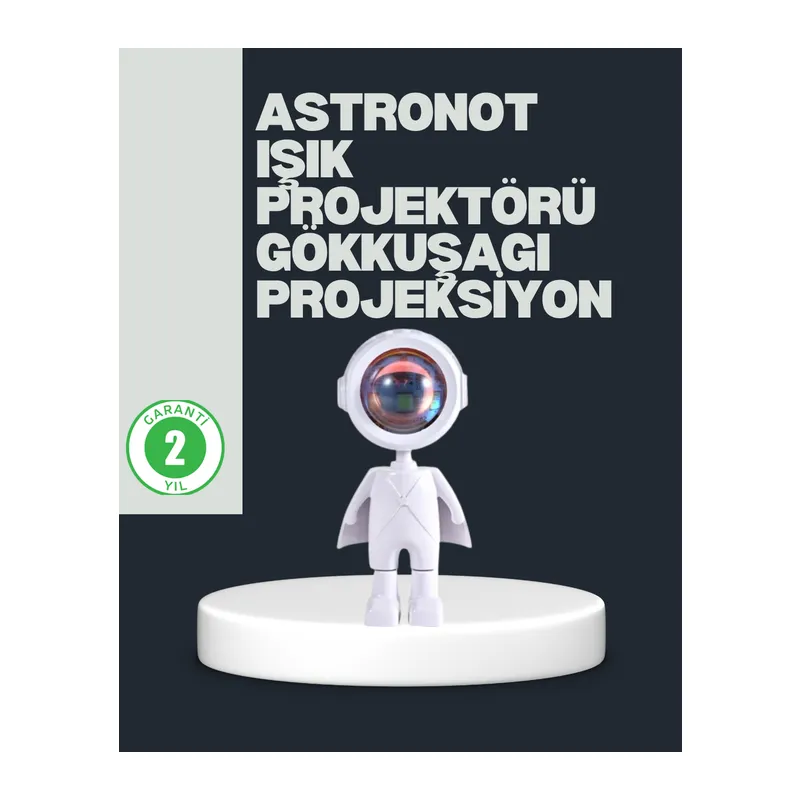Astronot Tasarımlı Gün Batımı Efektli Şarjlı LED Lamba