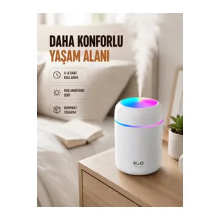 USB Girişli Taşınabilir Mini Nemlendirici 300ml Su Hazneli
