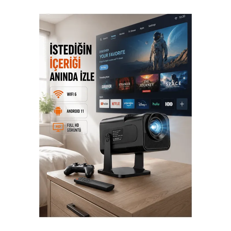 HCS350pro 1080P Full HD Taşınabilir Android Projektör Yeni Nesil