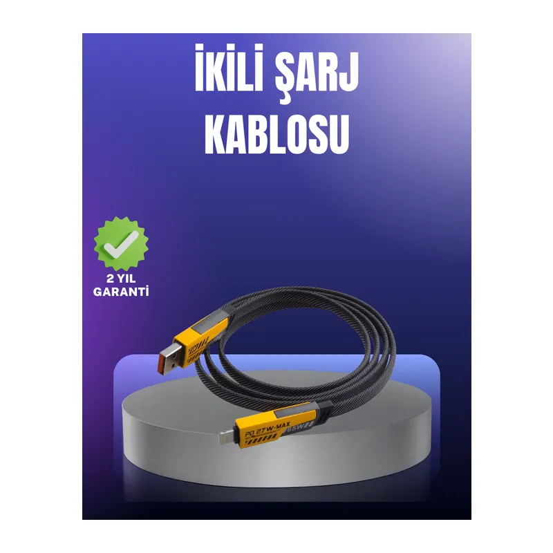 Evrensel Uyumluluklu Dayanıklı Metal Başlıklı Hızlı Şarj Kablosu