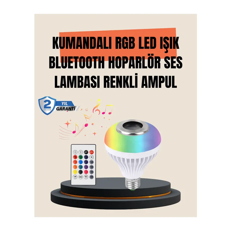 12W LED Ampul – Renkli Işık ve Dahili Hoparlör Özellikli