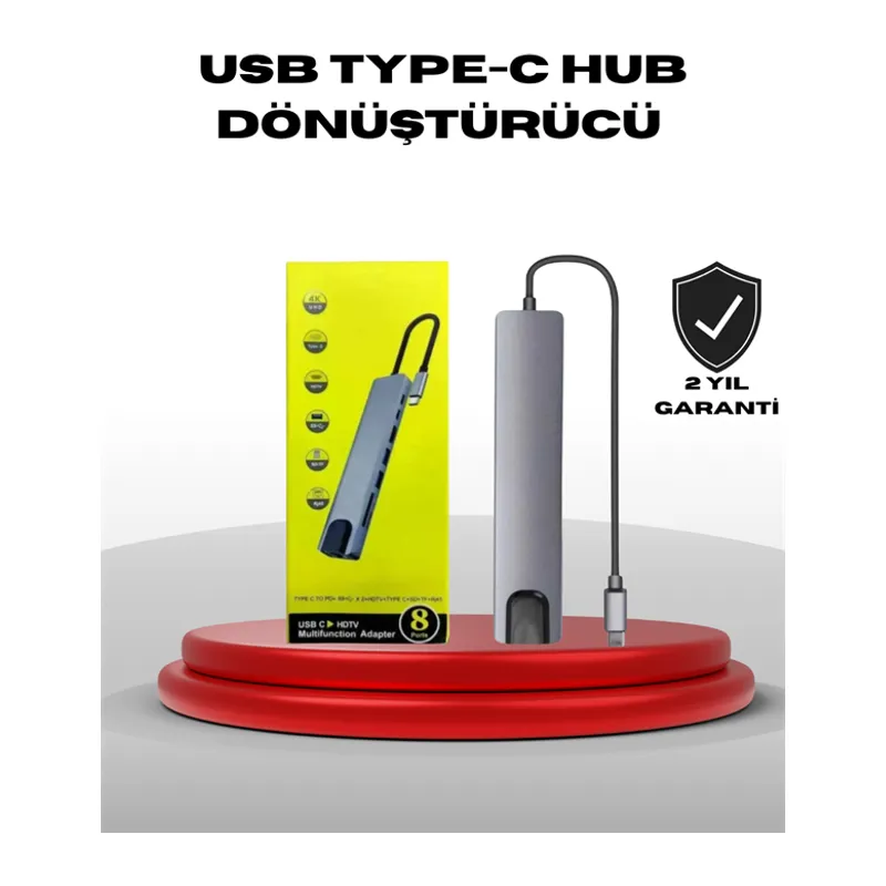 4K HDMI Çıkışlı, Gigabit Ethernet'li USB‑C Çoklu Port Hub