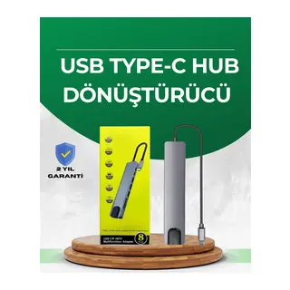 Type‑C Dönüştürücü – 2×USB3.0, SD/MS, 4K HDMI & RJ45 ile Profesyonel Kullanım