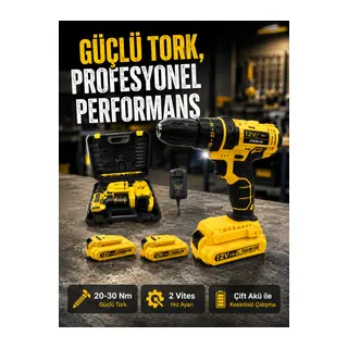 Ergonomik Tasarımlı 12V Matkap | 2 Vitesli, LED Aydınlatmalı ve Dayanıklı
