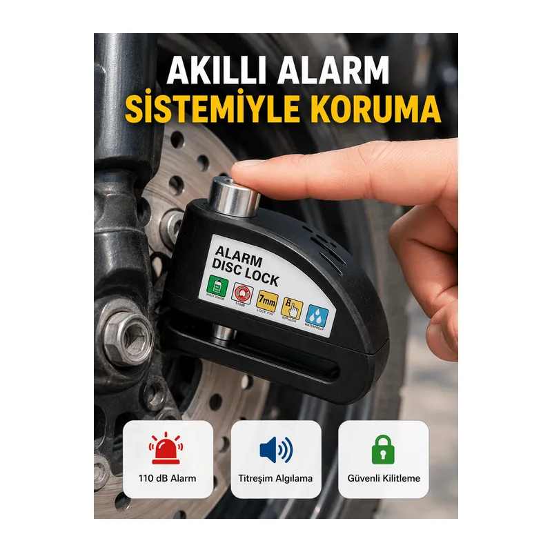 Alarm Sensörlü Disk Kilidi Motosiklet Scooter Bisiklet Güvenlik Yeni Nesil