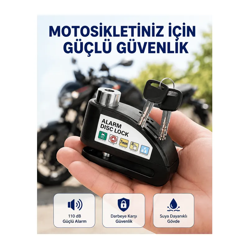 Taşınabilir Alarm Disk Kilidi Motosiklet Scooter Bisiklet Güvenlik Yeni Nesil