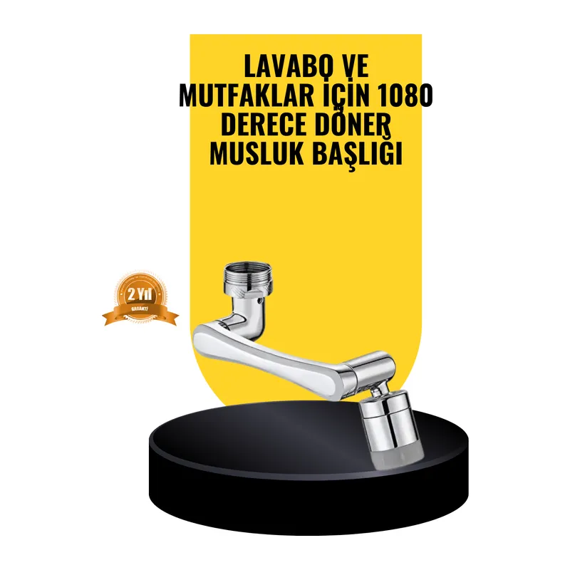 1080° Dönebilen Musluk Başlığı 2 Su Modlu Ayarlanabilir Esnek Tasarım