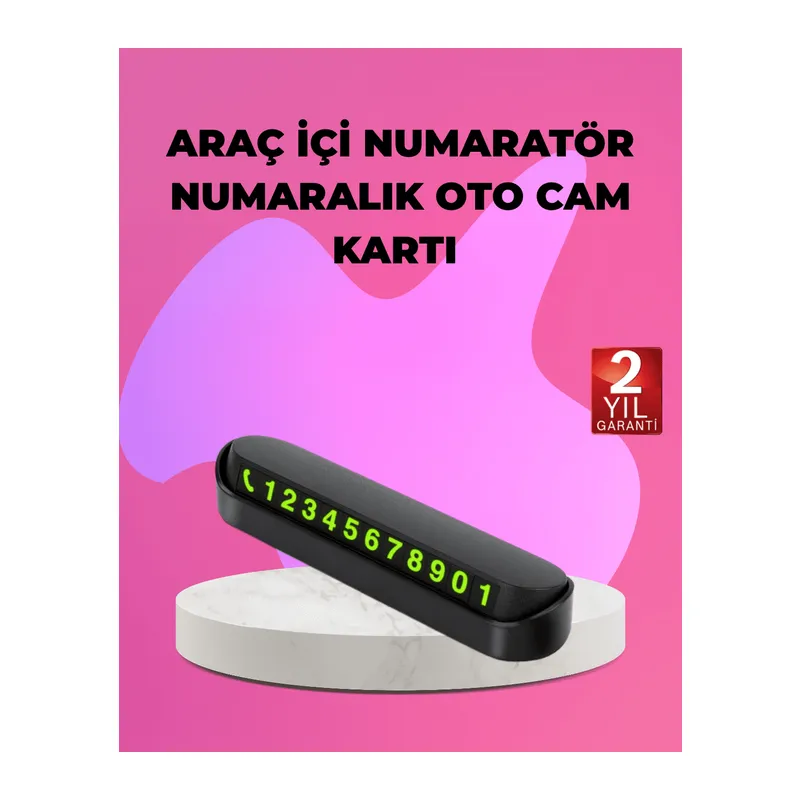 Fosforlu Araç İçi Park Kartı Numaratörü