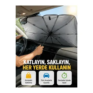 Dayanıklı UPE Alaşımlı Şemsiye Tipi Araç Güneşliği - Kolay Katlanır Yeni Nesil