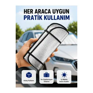 Araç Ön Cam Güneşlik Isı Yalıtımlı Katlanabilir Model Renault Megane Honda Civic Opel Astra Ford Focus