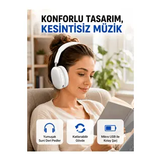 Katlanabilir Bluetooth V5.0 Kablosuz Kulaklık | 400 mAh, Gürültü Azaltma Yeni Nesil
